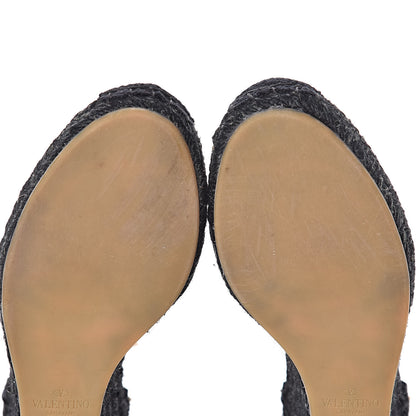 Valentino Garavani Grained Calfskin Rockstud Ankle Wrap Espadrille 15/75mm Wedges 36 Deep Denim 10 of 12
