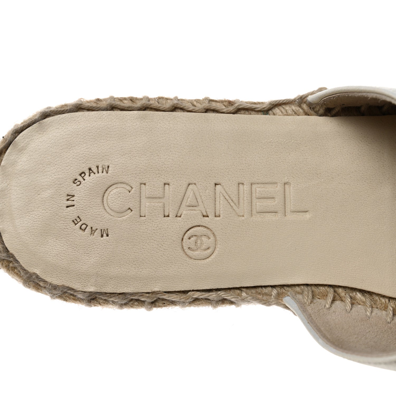 Chanel Iridescent Goatskin CC Espadrille Mules 35 Ivory Black 7 of 10
