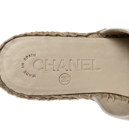 Chanel Iridescent Goatskin CC Espadrille Mules 35 Ivory Black 7 of 10