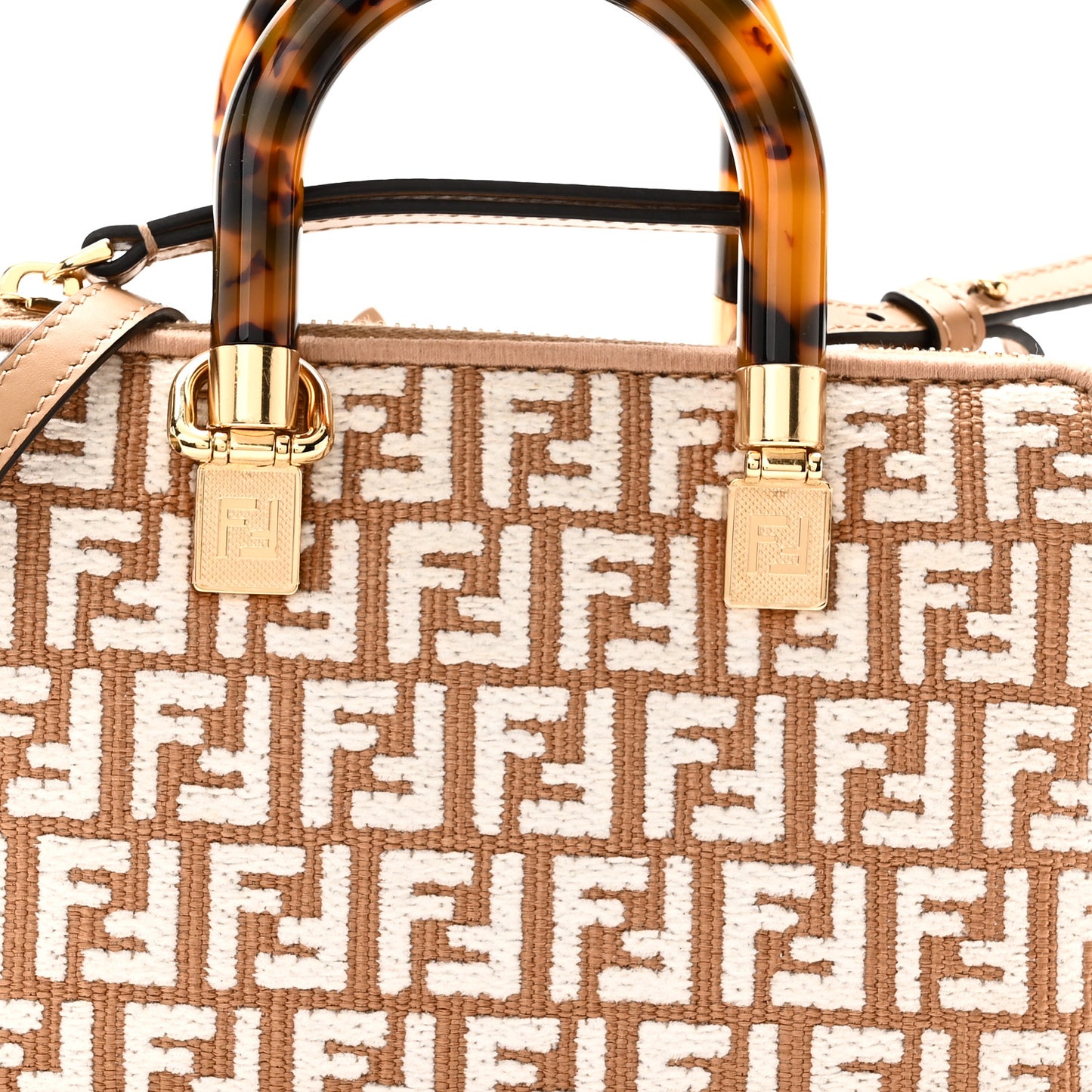 Raffia Chenille Vitello King Plexiglass Micro FF Mini By The Way Top Handle Boston Bag Naturale White