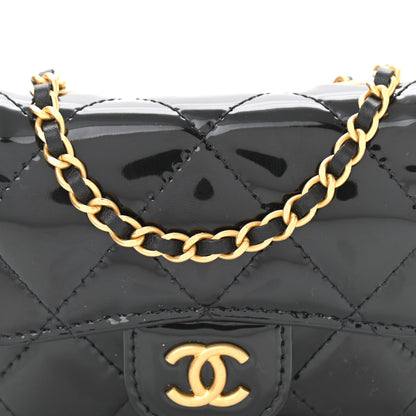 Chanel Patent Quilted Enamel Chain Mini Flap Belt Bag Black 8 of 11