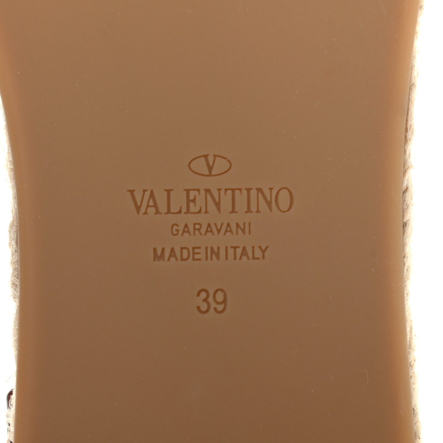 Valentino Garavani Grained Calfskin Rockstud Ankle Strap Espadrille Flat Sandals 39 Cuoio 6 of 6