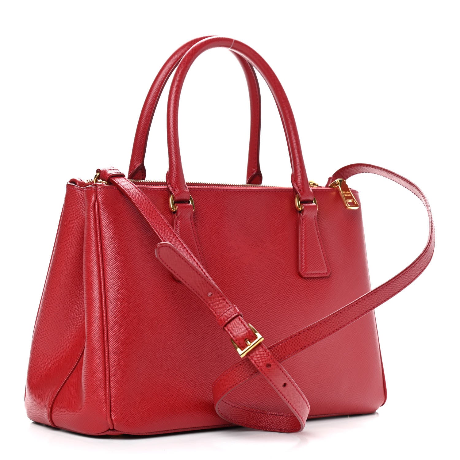 Prada Saffiano Small Galleria Double Zip Tote Fuoco 3 of 11