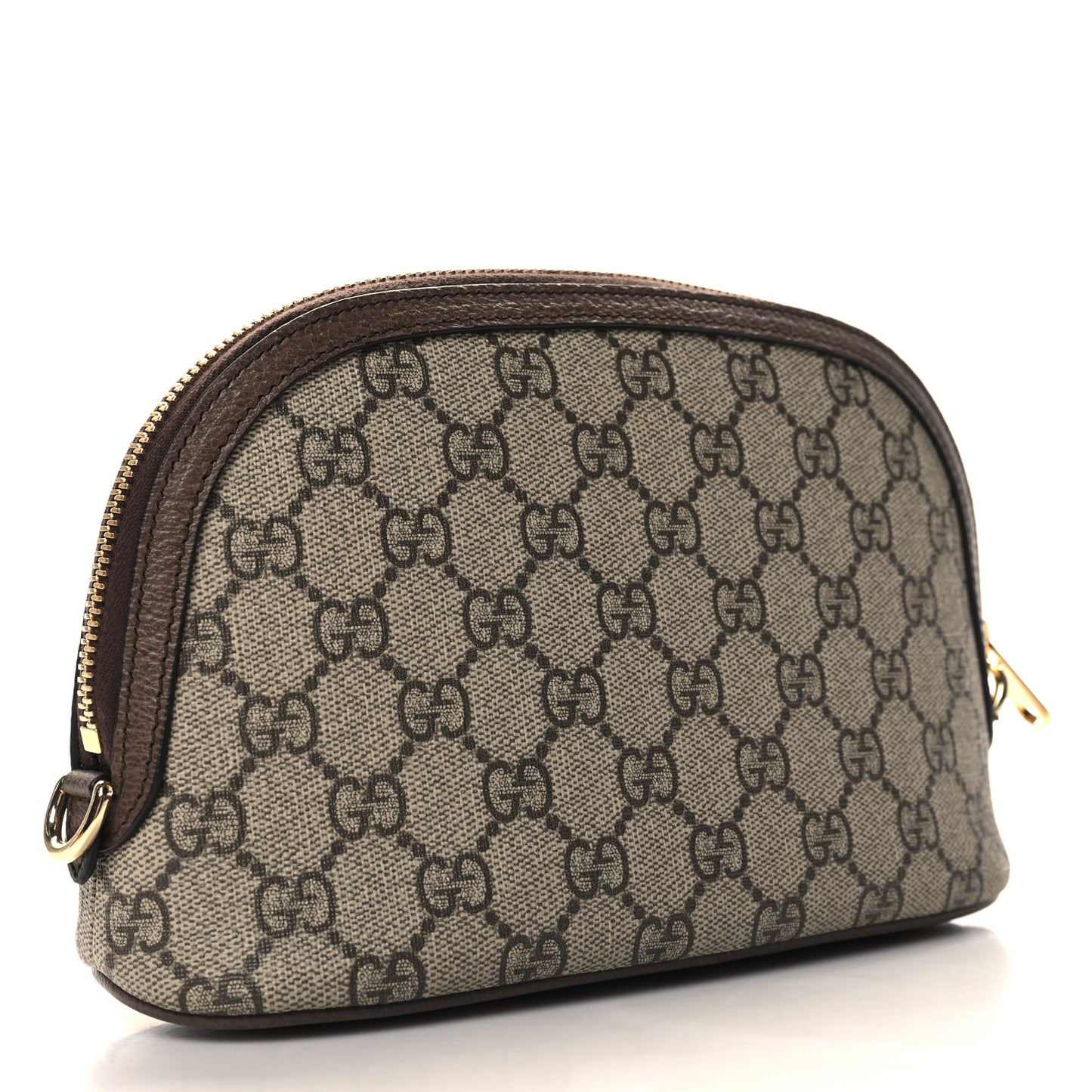 GG Supreme Monogram Textured Calfskin Web Large Ophidia Cosmetic Case Beige Ebony New Acero