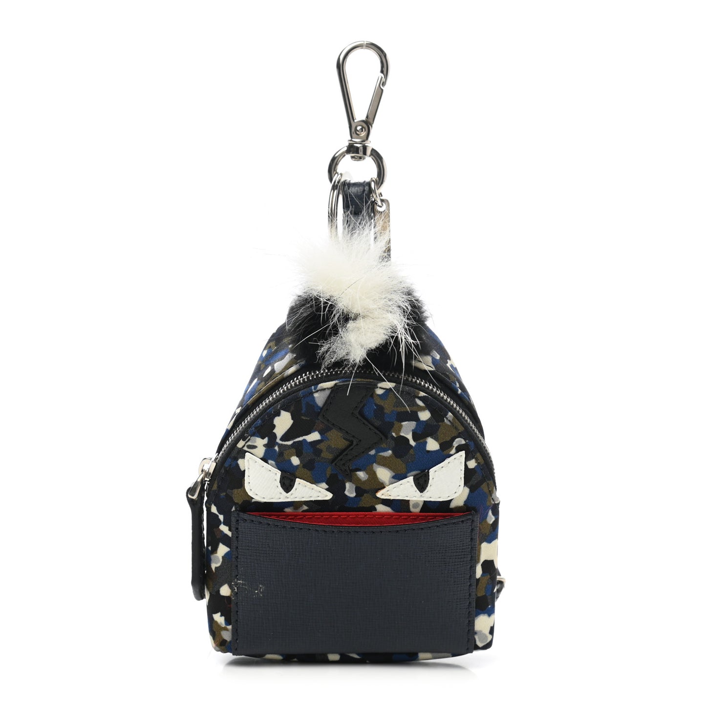 Nylon Vitello Elite Flamingo Fox Nutria Fur Lightning Monster Eyes Mini Backpack Charm Multicolor