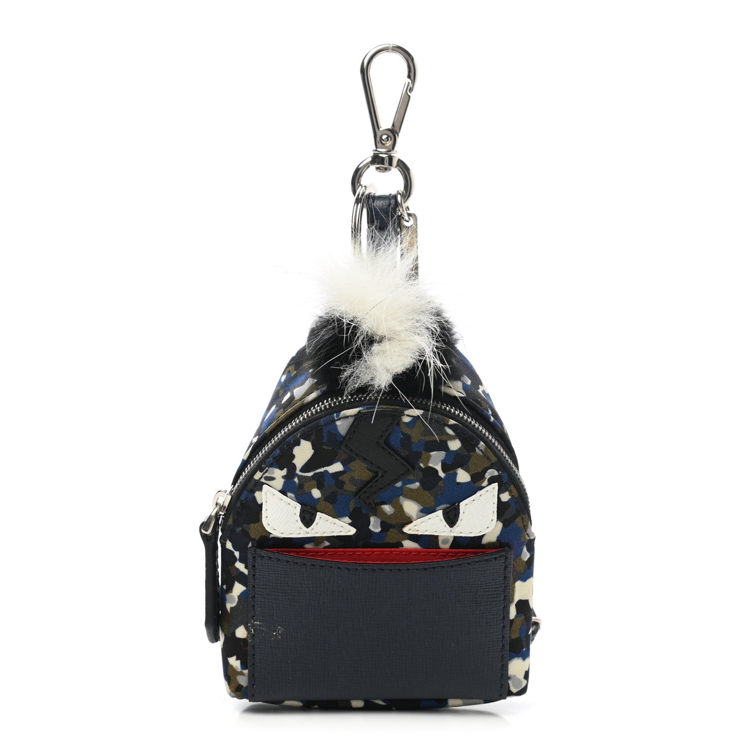 Fendi Nylon Vitello Elite Flamingo Fox Nutria Fur Lightning Monster Eyes Mini Backpack Charm Multicolor 1 of 9