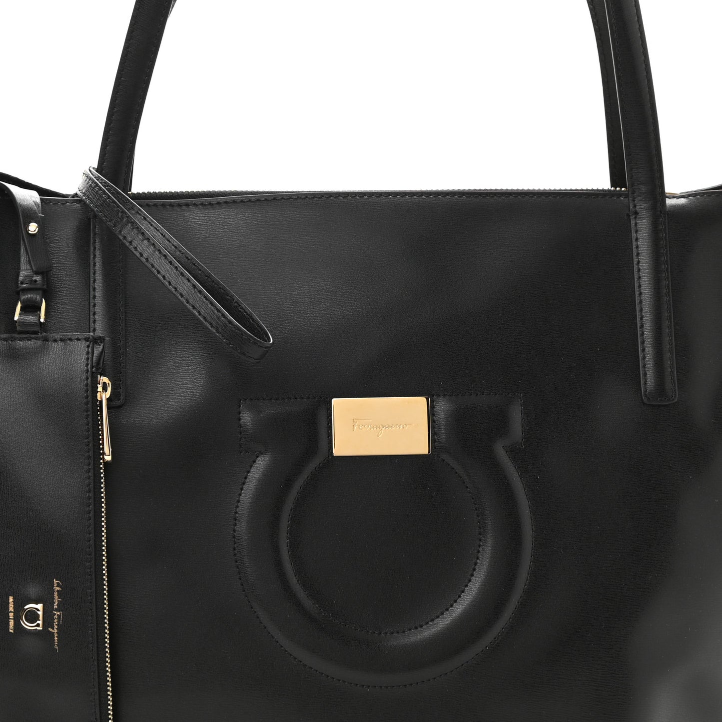 Calfskin Medium Gancini Tote Black