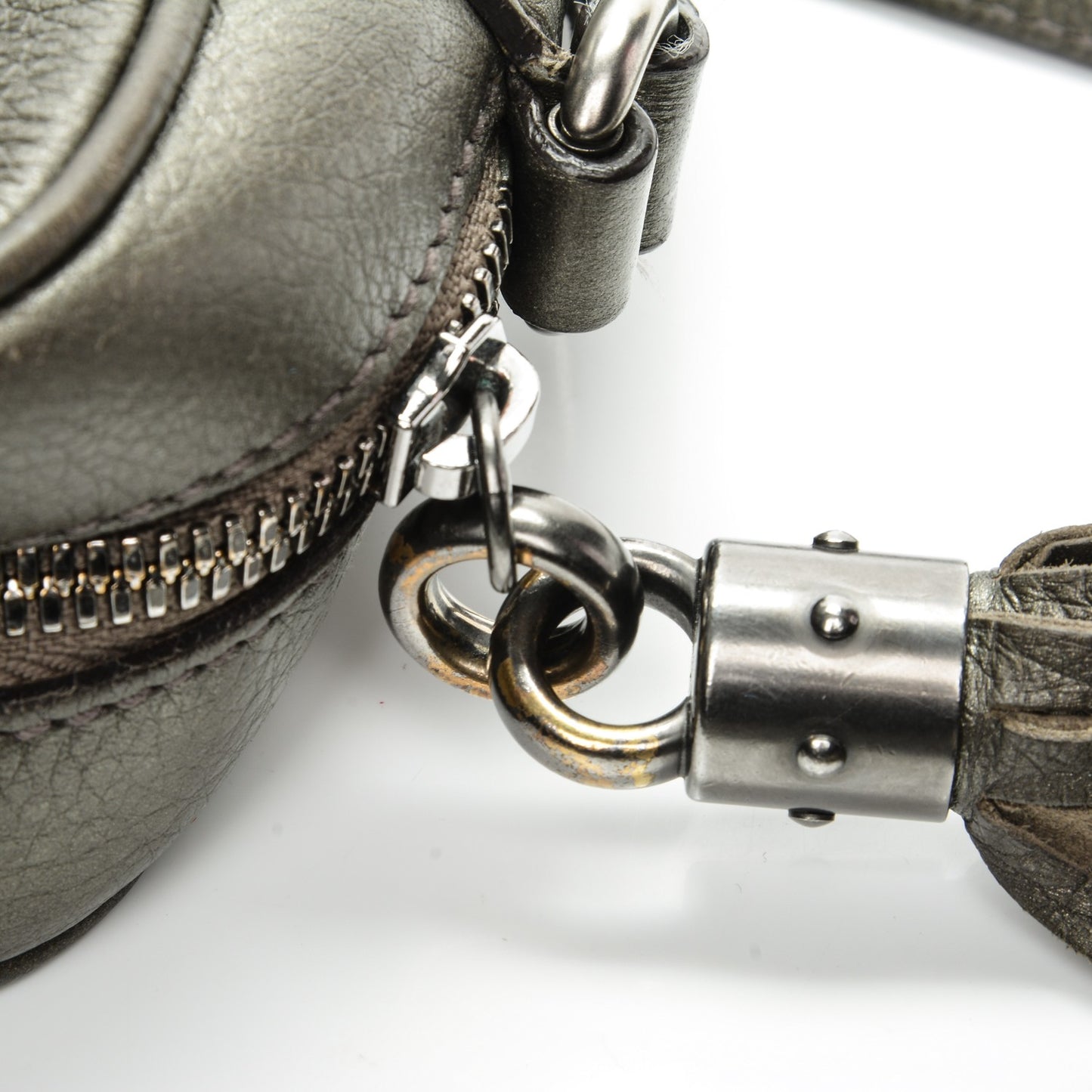 Metallic Pebbled Calfskin Small Soho Disco Bag Sasso