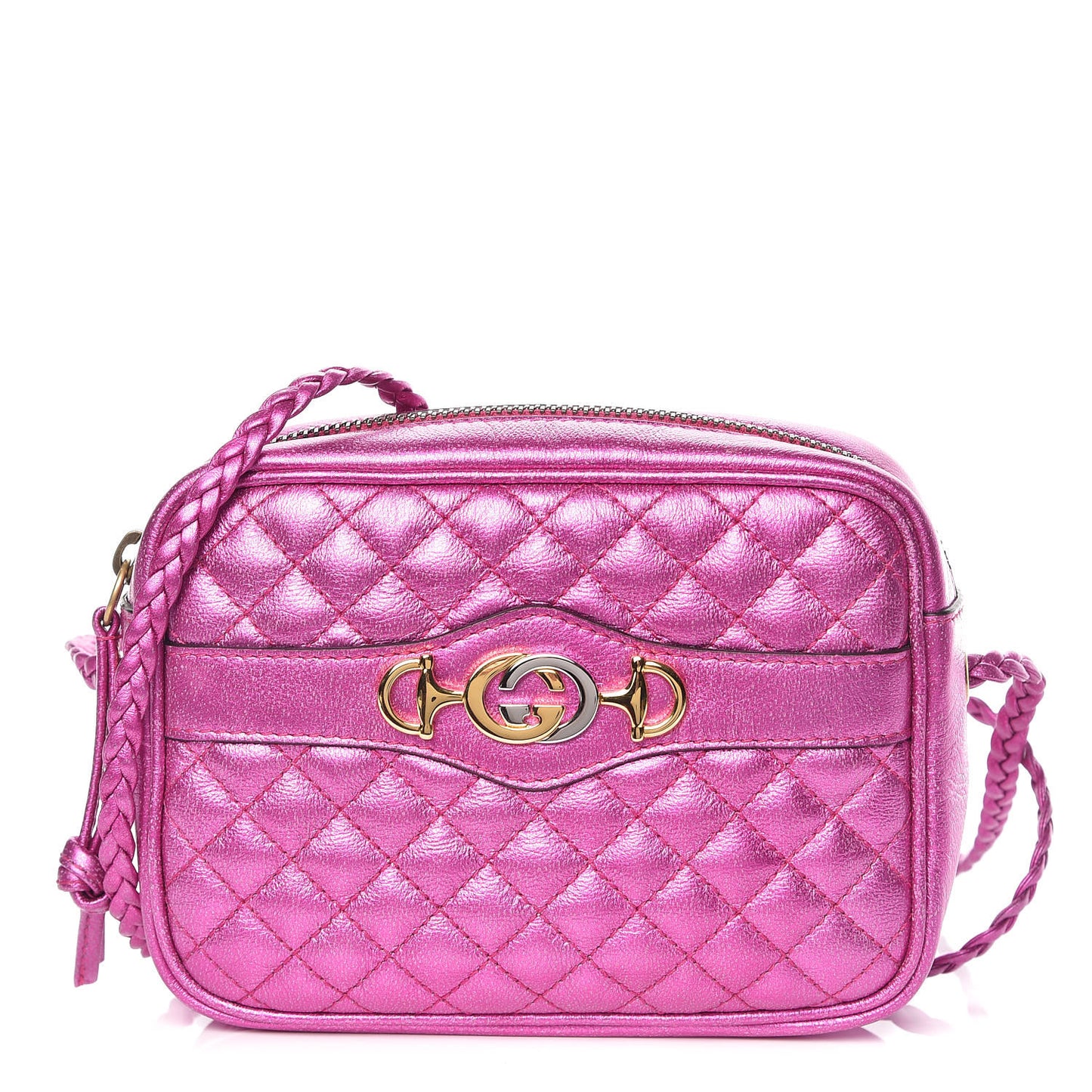 Laminated Nappa Trapuntata Mini Zumi Shoulder Bag Fuxia