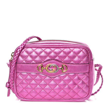 Gucci Laminated Nappa Trapuntata Mini Zumi Shoulder Bag Fuxia 1 of 9