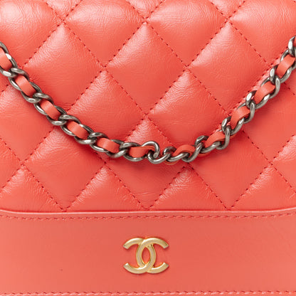Chanel Aged Calfskin Quilted Gabrielle Wallet On Chain WOC  Orange 9 of 12
