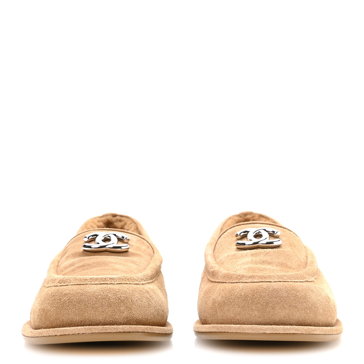 Suede Calfskin CC Loafers 37 Dark Beige