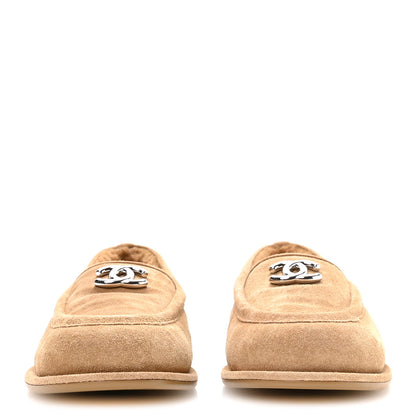 Chanel Suede Calfskin CC Loafers 37 Dark Beige 3 of 9