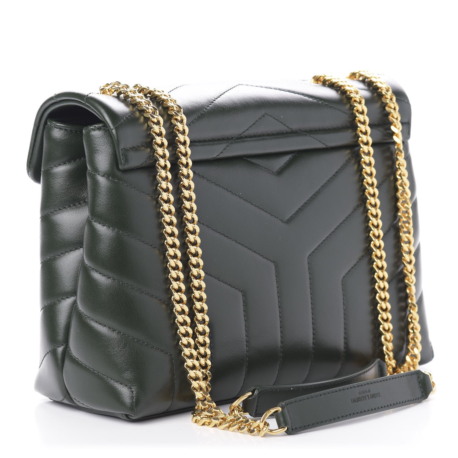 Saint Laurent Calfskin Y Quilted Monogram Small Loulou Chain Satchel Dark Mint 4 of 10