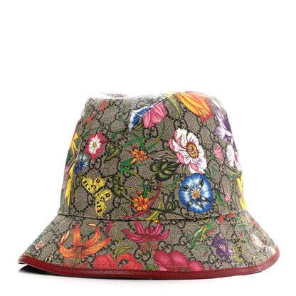 Gucci GG Supreme Monogram Flora Fedora Hat L Red 1 of 10