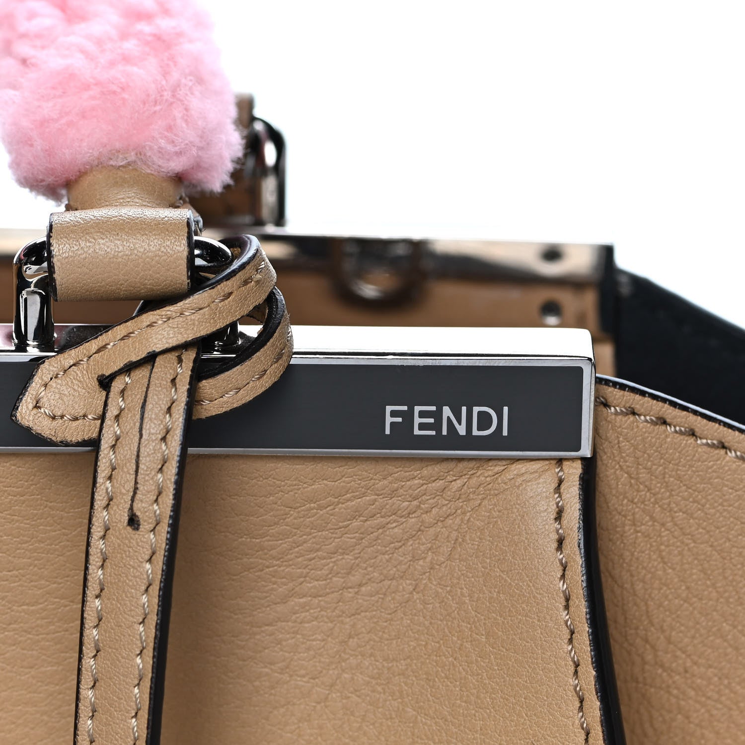 Fendi Calfskin Shearling Petite 3Jours Tote Tan 11 of 19