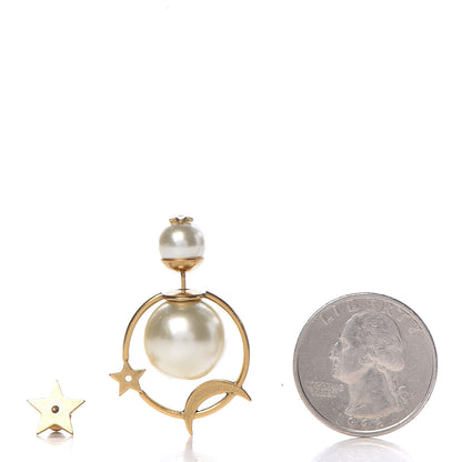 Christian Dior Pearl Dior Astre Lunaire Tribales Asymmetric Earrings Gold 2 of 4