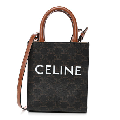 Celine Triomphe Canvas Calfskin Mini Vertical Cabas Tan 1 of 9