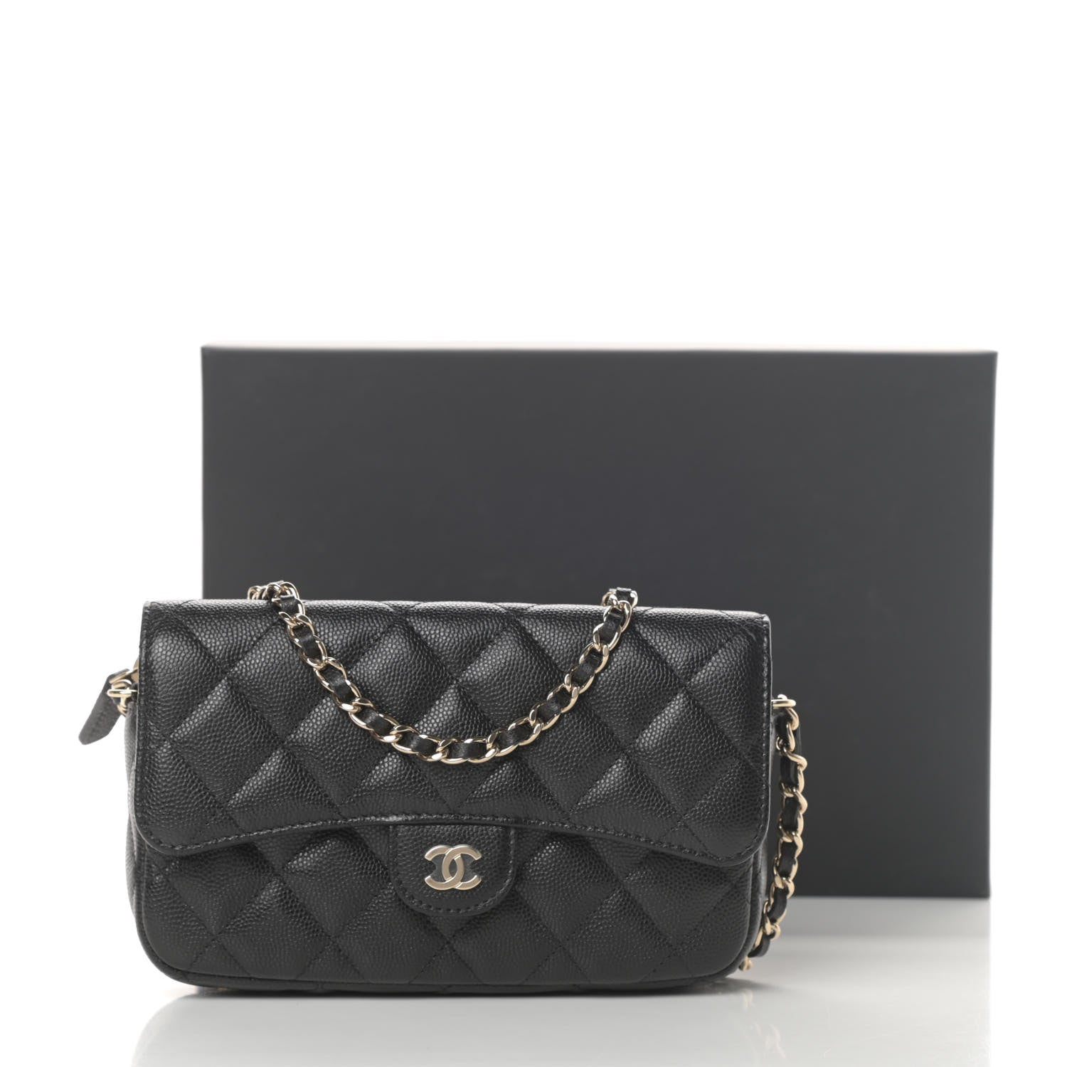 Chanel Caviar Quilted Flap Phone Holder With Chain Black 13 of 13