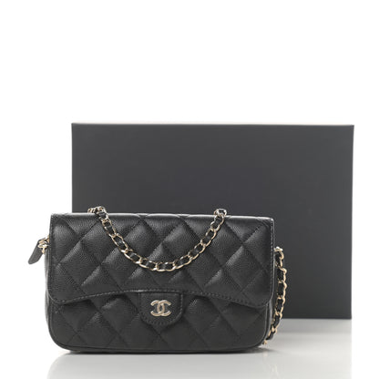 Chanel Caviar Quilted Flap Phone Holder With Chain Black 13 of 13