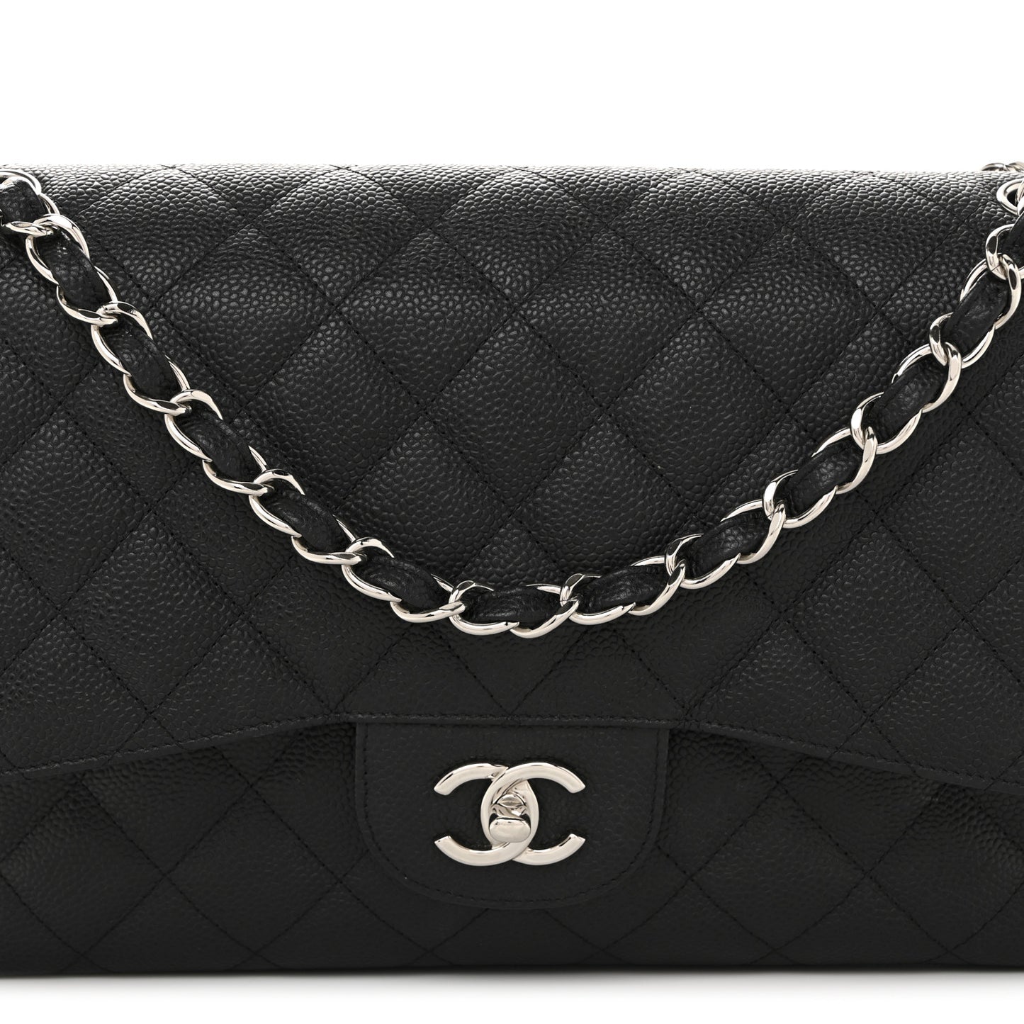 Caviar Quilted Jumbo Double Flap Black