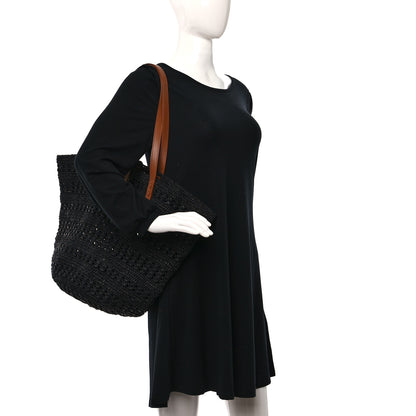 Saint Laurent Raffia Calfskin Medium Panier Tote Black 2 of 9