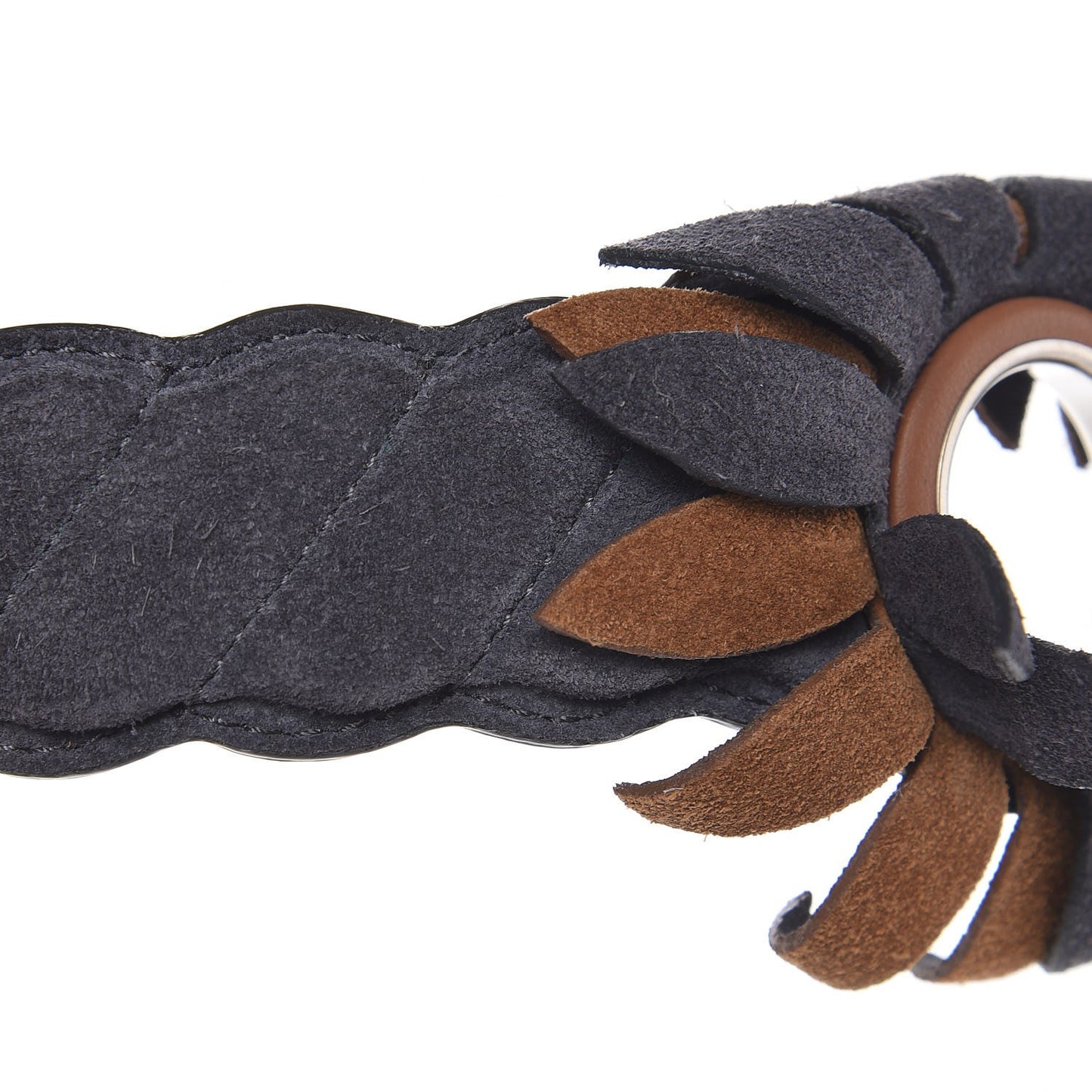 Suede Calfskin Mini Flower Strap You Dark Grey