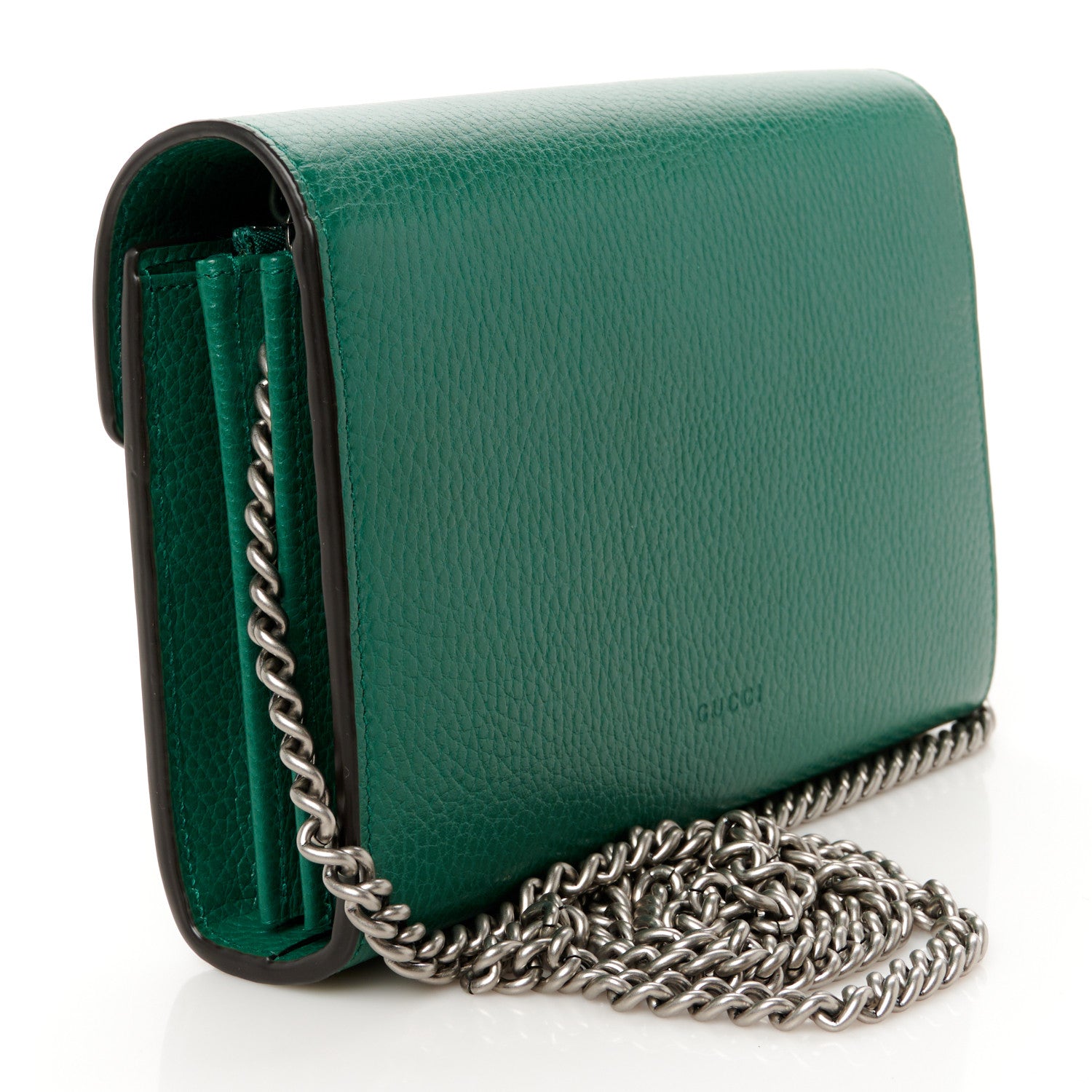 Gucci Calfskin Mini Dionysus Chain Wallet Emerald 3 of 11