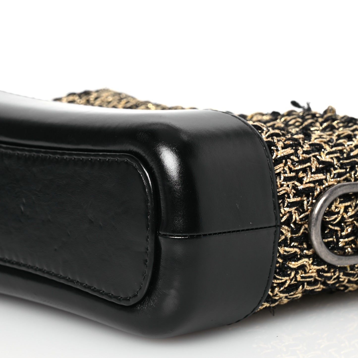 Tweed Calfskin Quilted Small Gabrielle Hobo Black Gold