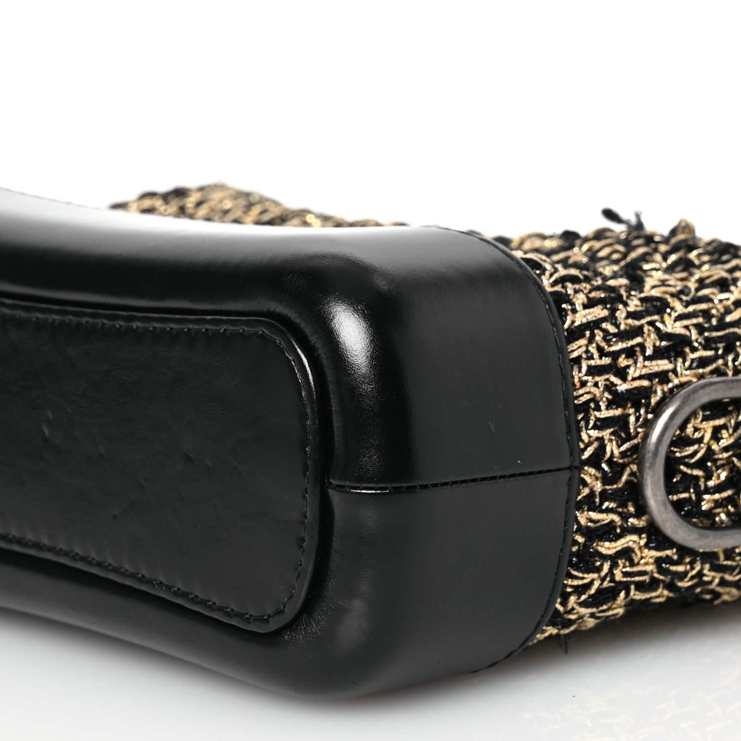 Chanel Tweed Calfskin Quilted Small Gabrielle Hobo Black Gold 10 of 14