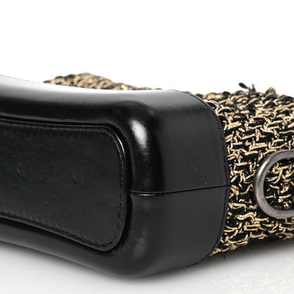 Chanel Tweed Calfskin Quilted Small Gabrielle Hobo Black Gold 10 of 14
