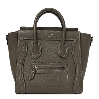 Celine Drummed Calfskin Nano Luggage Souris 1 of 8