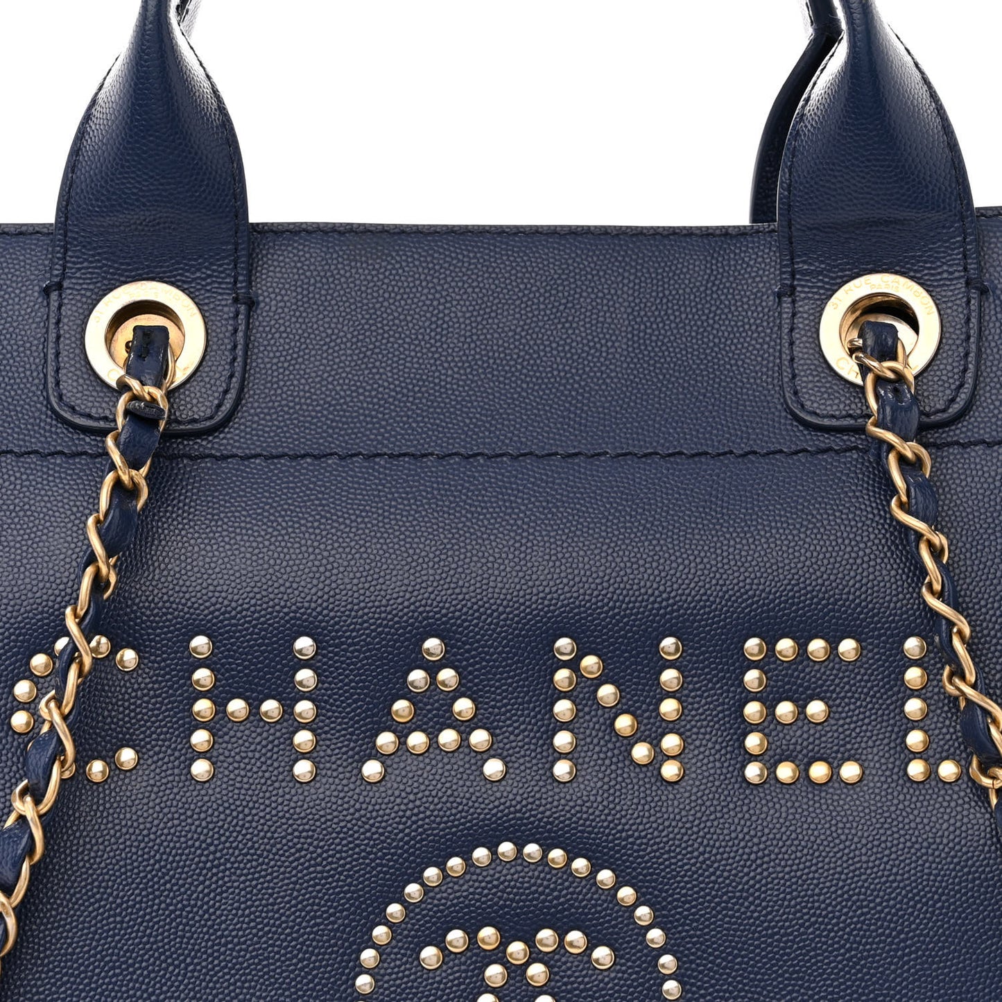 Caviar Small Studded Deauville Tote Navy