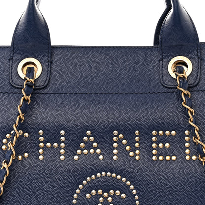 Chanel Caviar Small Studded Deauville Tote Navy 8 of 13