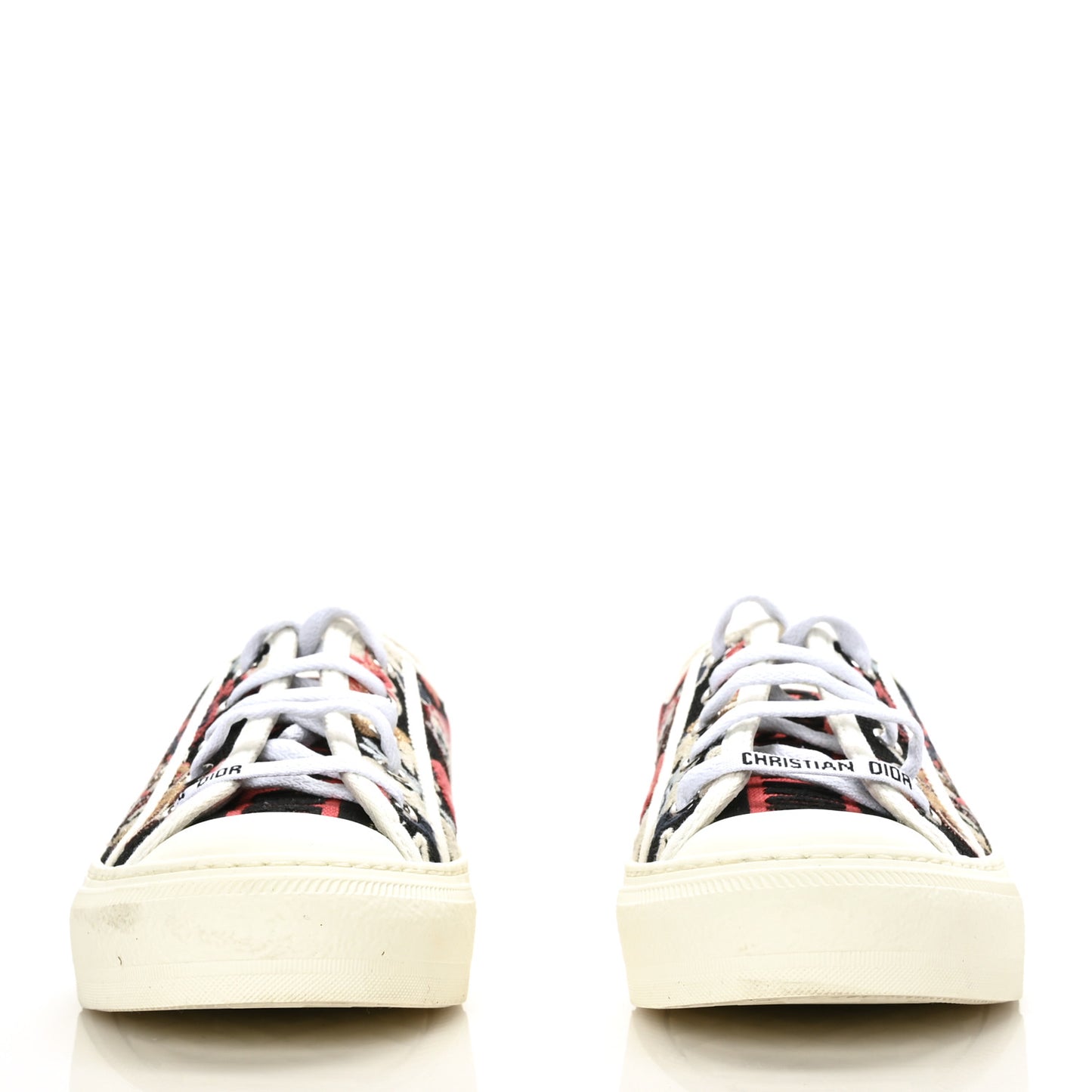 Cotton Floral Pop Embroidered Walk'N'Dior Low Top Sneakers 37.5 Red Multicolor