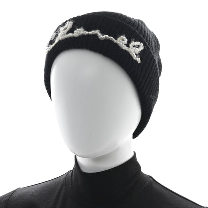 Chanel Cashmere Logo Beanie Hat Black White 2 of 5