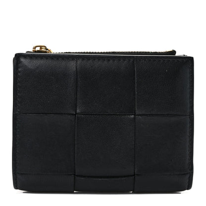 Bottega Veneta Nappa Maxi Intrecciato Small Bi-Fold Zip Wallet Black 1 of 6