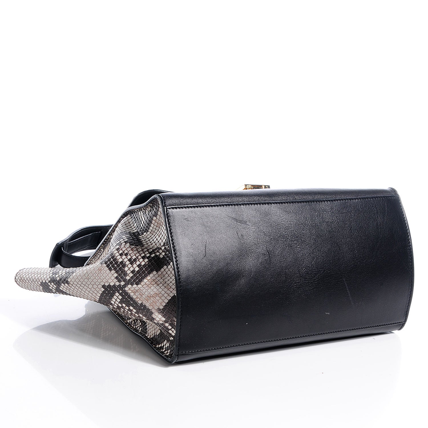 Celine Python and Calfskin Small Trapeze Black Natural 4 of 8