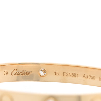 Cartier 18K Yellow Gold 4 Diamond LOVE Bracelet 15 7 of 8
