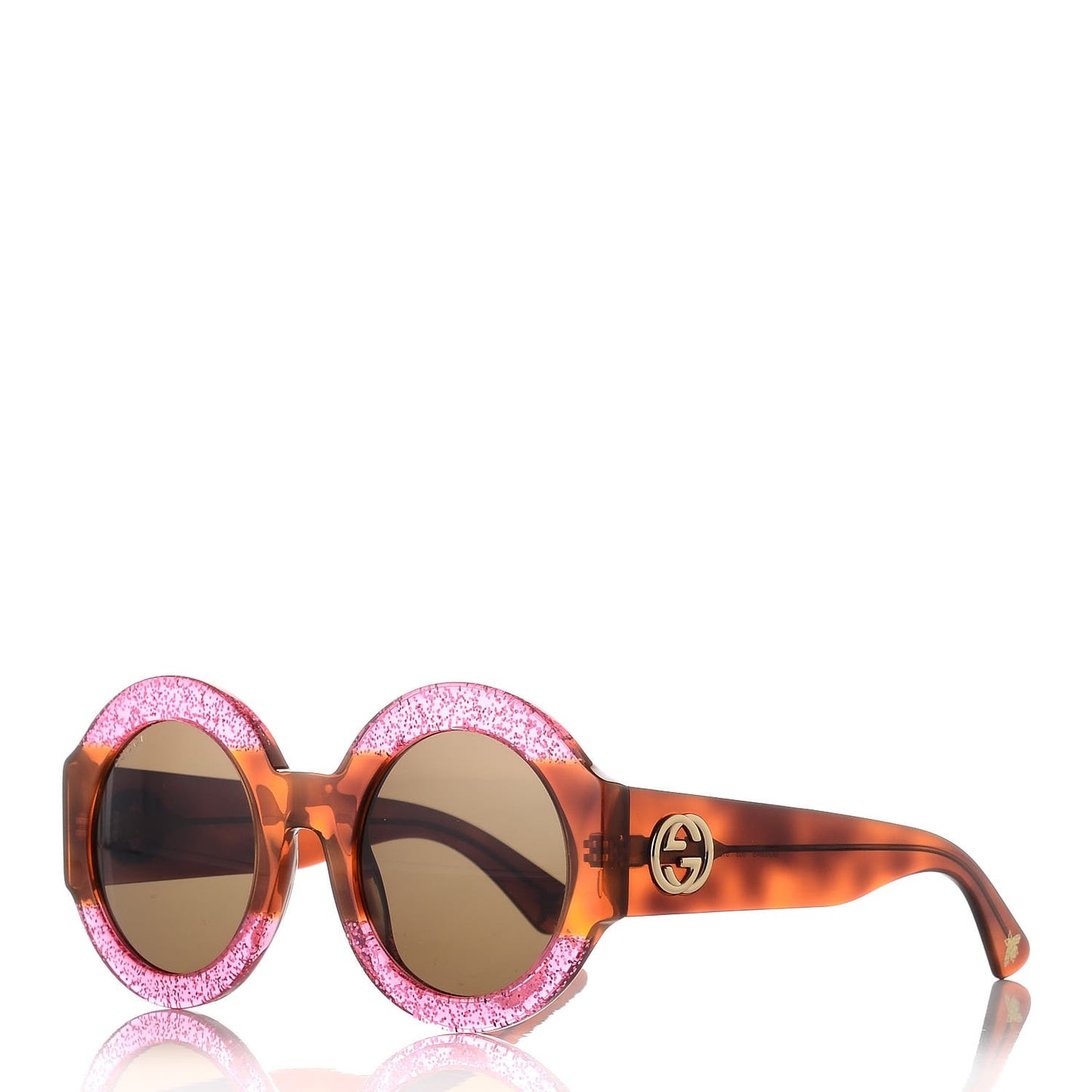 Acetate Round GG0084S Sunglasses Glitter Fuchsia