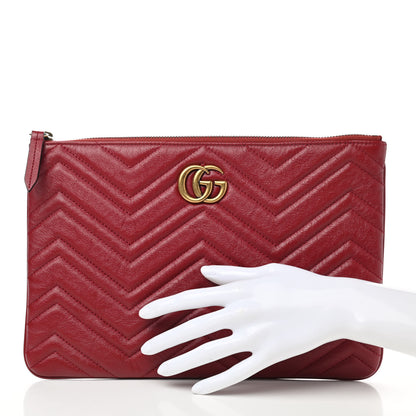 Gucci Azalea Calfskin Matelasse Heart GG Marmont Zip Pouch Romantic Cerise 2 of 8