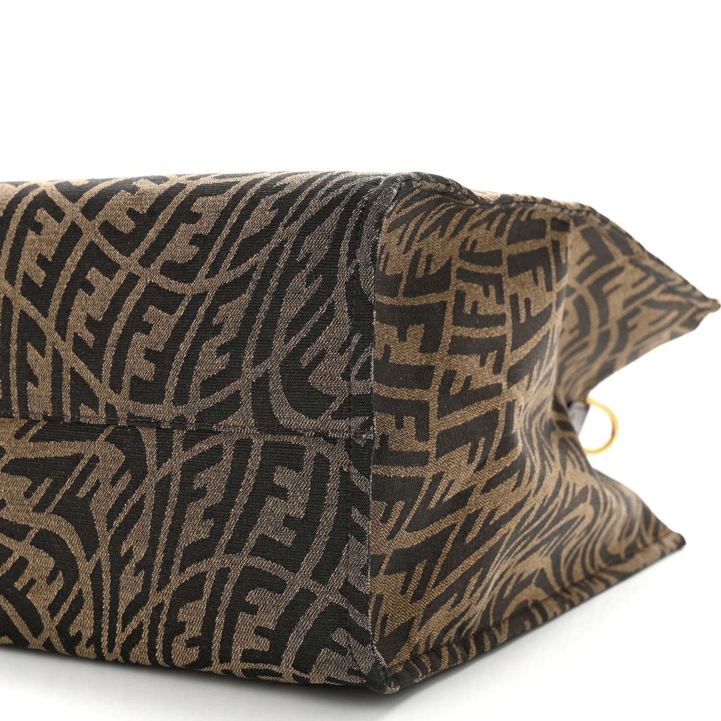 X SARAH COLEMAN Fabric Jacquard Vitello King FF Vertigo Shopping Tote Bag Tobacco Moro Black