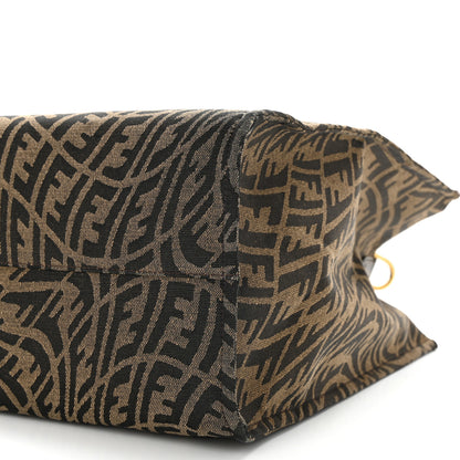 Fendi X SARAH COLEMAN Fabric Jacquard Vitello King FF Vertigo Shopping Tote Bag Tobacco Moro Black 10 of 10