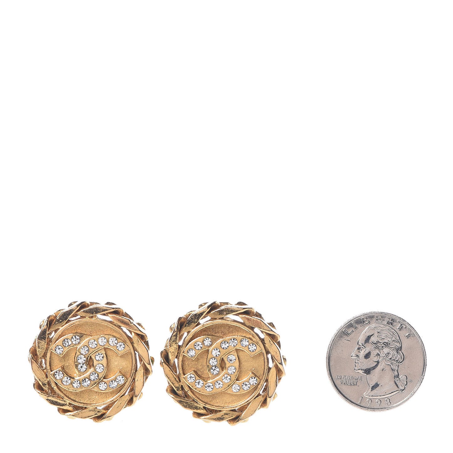 Crystal CC Clip On Earrings Gold