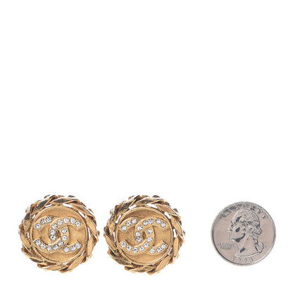 Chanel Crystal CC Clip On Earrings Gold 2 of 5