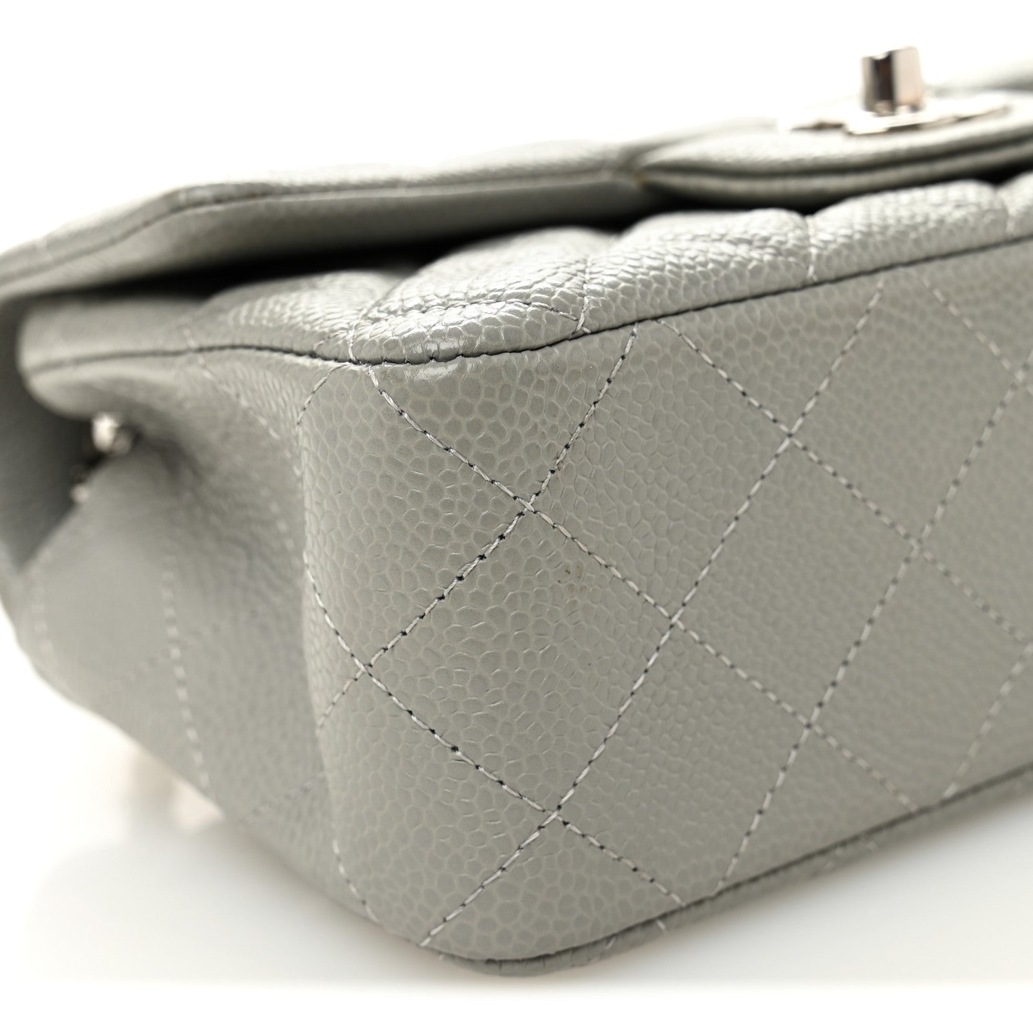 Chanel Caviar Quilted Mini Rectangular Flap Light Grey 10 of 13