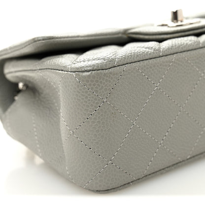 Chanel Caviar Quilted Mini Rectangular Flap Light Grey 10 of 13