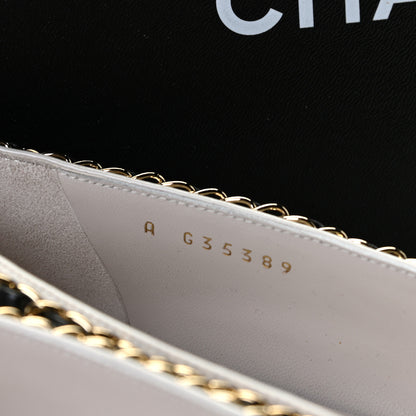 Chanel Lambskin Grosgrain Chain Cap Toe Flats 40 Grey Black 12 of 13