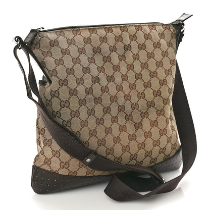 Gucci Monogram Calfskin Perforated Medium Flat Messenger Bag Dark Brown 3 of 14