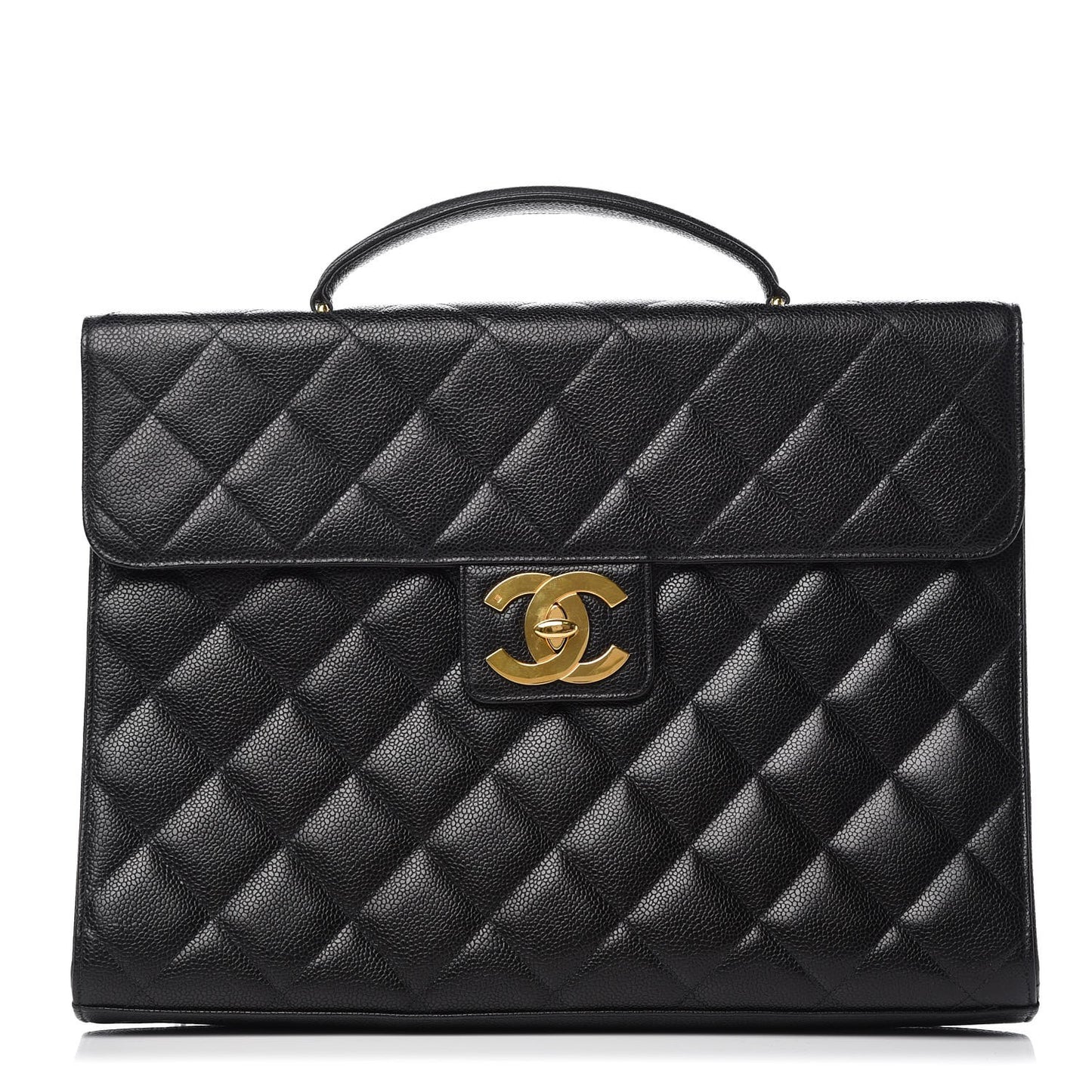 Caviar Quilted Briefcase Laptop Bag Black